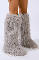 SUPER WHOLESALE | Furry Ankle Height Teddy Boots in Grey
