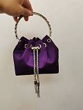 SUPER WHOLESALE | Mattea Satin Crystal Embellished Bucket Bag In Hot Pink