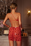 SUPER WHOLESALE | Gianni Backless Rhinestone Mesh Mini Dress In Red