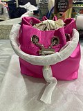 SUPER WHOLESALE | Mattea Satin Crystal Embellished Bucket Bag In Hot Pink