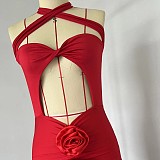 SUPER WHOLESALE | Pomeline Rose Bodycon Maxi Dress In Red