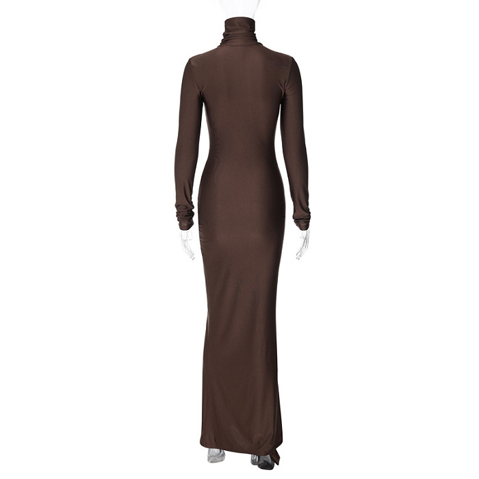 SUPER WHOLESALE | Rumaysa Long Sleeve Twisted Maxi Dress In Brown