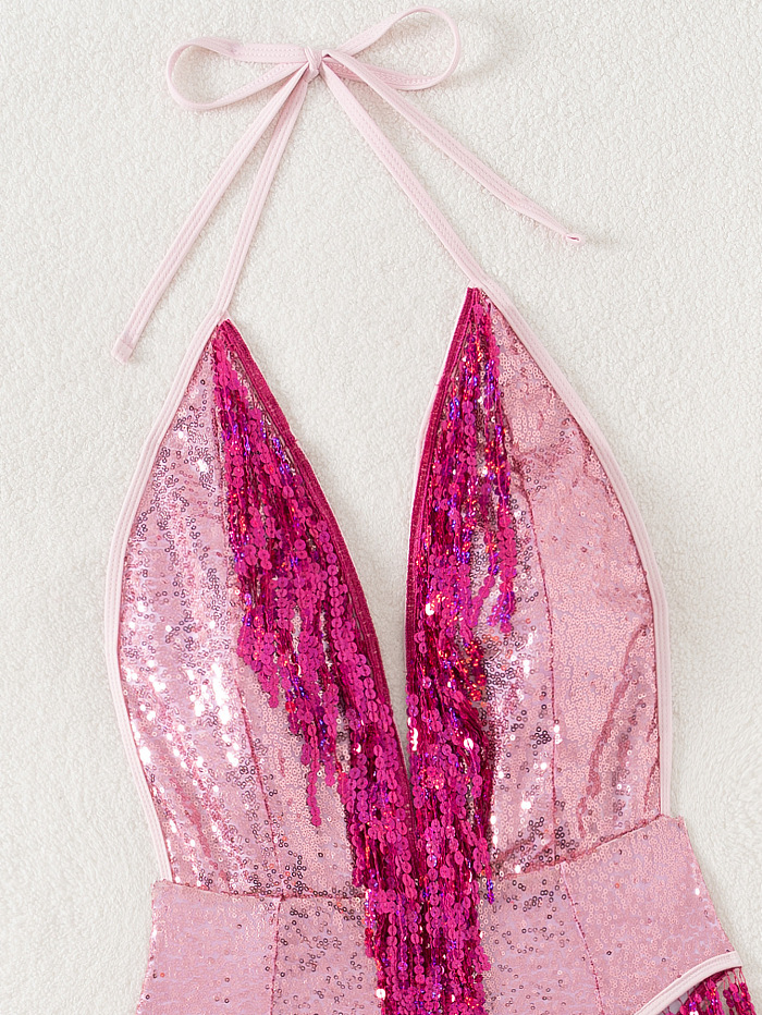 SUPER WHOLESALE | Sequin Fringe One Piece Swimwear