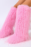SUPER WHOLESALE | Furry Ankle Height Teddy Boots in Pink