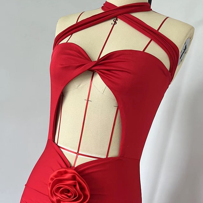 SUPER WHOLESALE | Pomeline Rose Bodycon Maxi Dress In Red