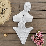 SUPER WHOLESALE | Cut-out Swimwear with 3D Flowers in White