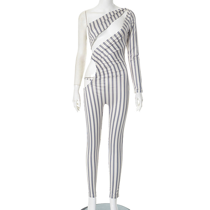 SUPER WHOLESALE | Cut-out Stripy Jumpsuit