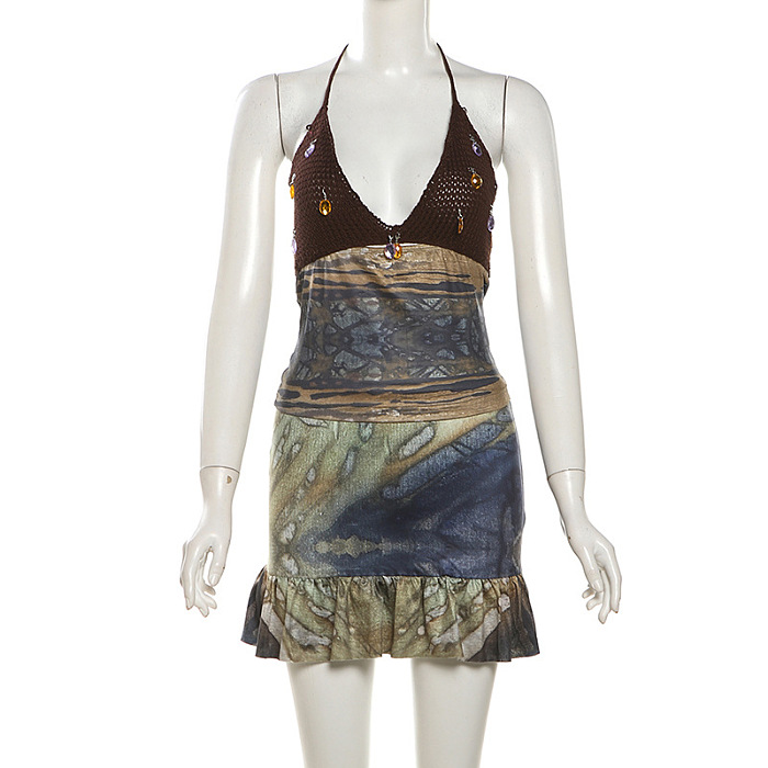 SUPER WHOLESALE | Printed Halter Dress