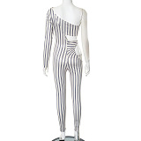 SUPER WHOLESALE | Cut-out Stripy Jumpsuit