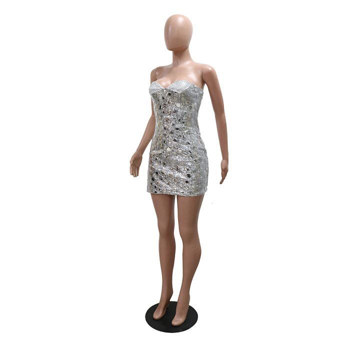 SUPER WHOLESALE | Strapless Bling Bling Mini Dress
