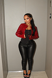 SUPER WHOLESALE|  Crop Jacket Top in  Red