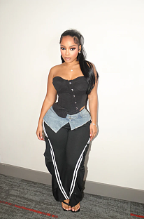 SUPER WHOLESALE | Patchwork Side Striped Pants