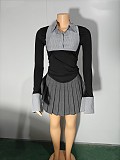 SUPER WHOLESALE | Patchwork Pleated Skirt Set