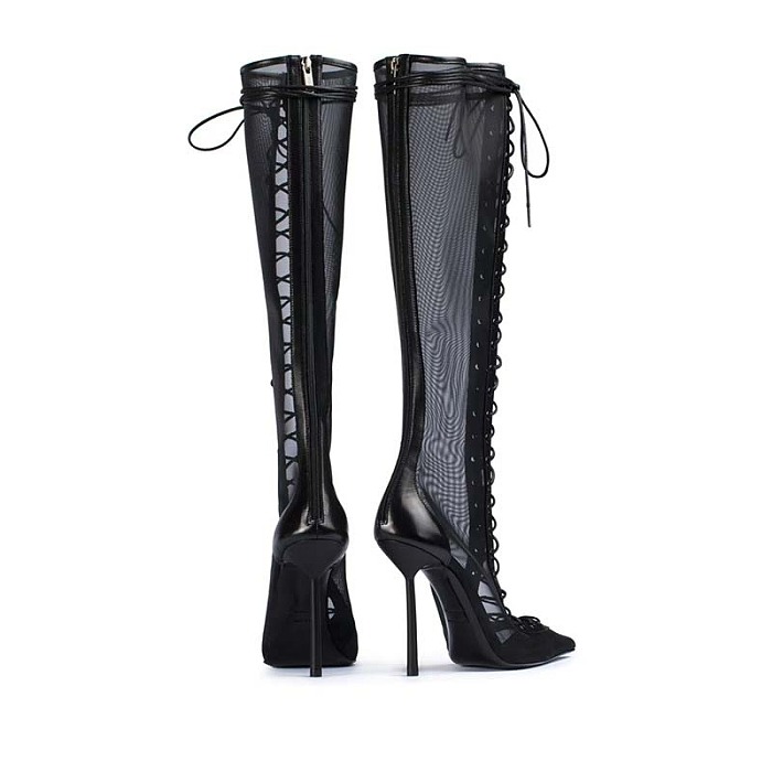 SUPER WHOLESALE |Black mesh lace-up boot