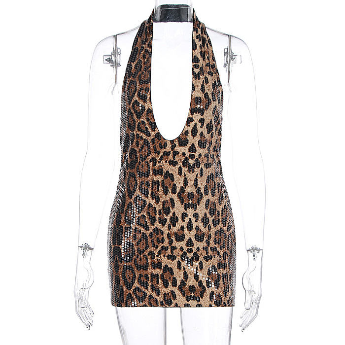 SUPER WHOLESALE |  Leopard Halter Dress