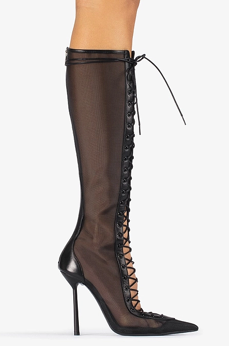 SUPER WHOLESALE |Black mesh lace-up boot