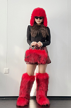 SUPER WHOLESALE | Furry Over-the-knee Boots (50centimetre height)