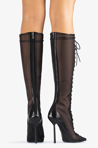 SUPER WHOLESALE |Black mesh lace-up boot