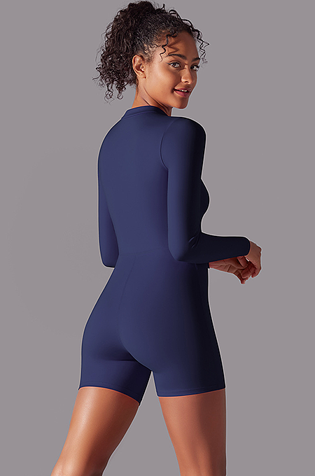 SUPER WHOLESALE | Zipped Yoga Romper(dark blue)