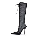 SUPER WHOLESALE |Black mesh lace-up boot