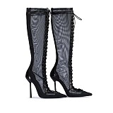 SUPER WHOLESALE |Black mesh lace-up boot