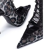 SUPER WHOLESALE |Black mesh lace-up boots(Leopard)