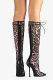 SUPER WHOLESALE |Black mesh lace-up boots(Leopard)