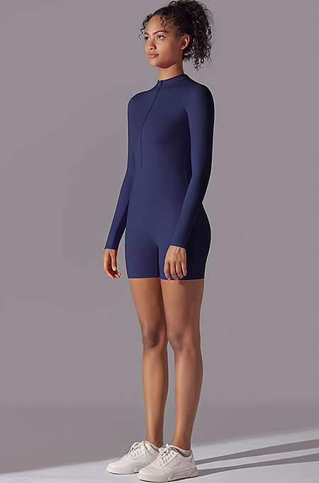 SUPER WHOLESALE | Zipped Yoga Romper(dark blue)