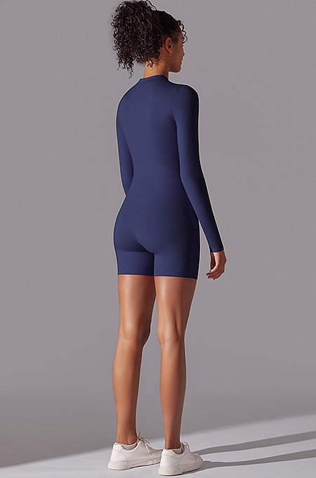 SUPER WHOLESALE | Zipped Yoga Romper(dark blue)