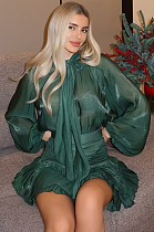 SUPER WHOLESALE | Pleated Ruffled Skirt Set(green)