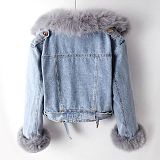 SUPER WHOLESALE | Denim Jacket with Fox Fur Lining