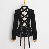 SUPER WHOLESALE | Cut-out Fitted Blazer Top