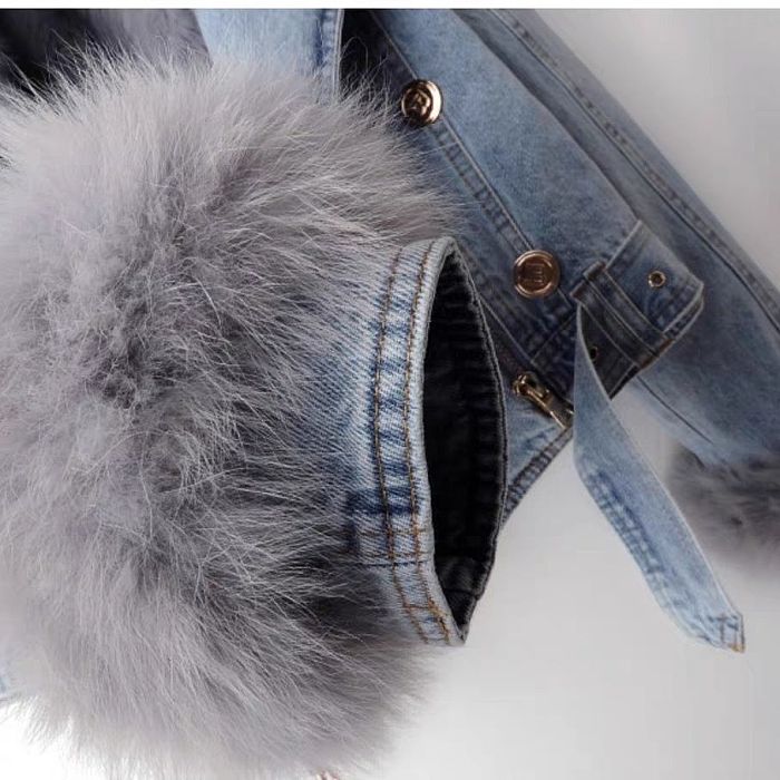 SUPER WHOLESALE | Denim Jacket with Fox Fur Lining