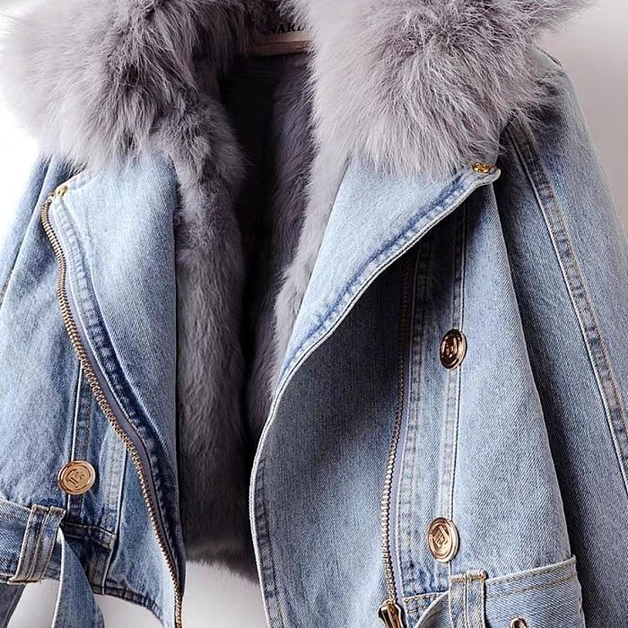 SUPER WHOLESALE | Denim Jacket with Fox Fur Lining