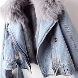SUPER WHOLESALE | Denim Jacket with Fox Fur Lining