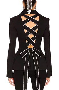 SUPER WHOLESALE | Cut-out Fitted Blazer Top