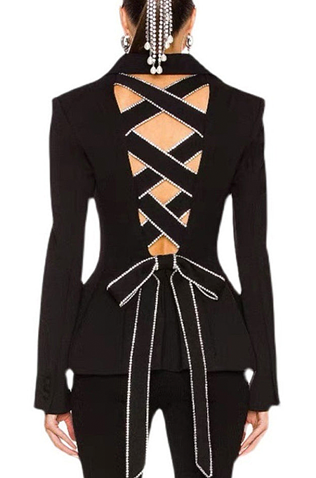 SUPER WHOLESALE | Cut-out Fitted Blazer Top