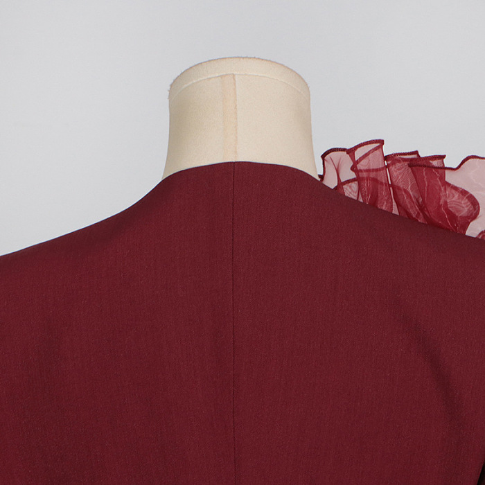 SUPER WHOLESALE | Mesh Flower Blazer Top ( Angora Red)