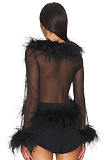 SUPER WHOLESALE| Feather See-through Top