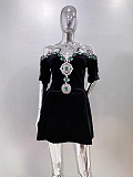SUPER WHOLESALE |  Velvet Embellished Mini Dress