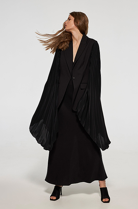 SUPER WHOLESALE | Patchwork Long Sleeves Blazer(black)