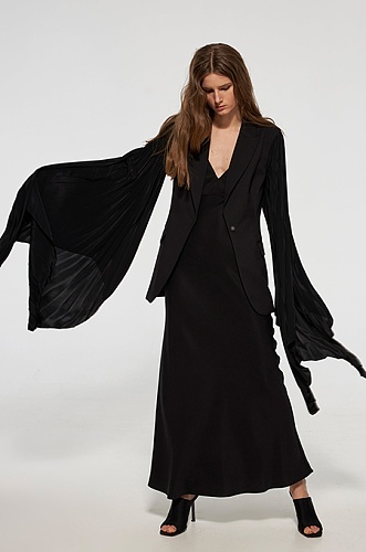 SUPER WHOLESALE | Patchwork Long Sleeves Blazer(black)
