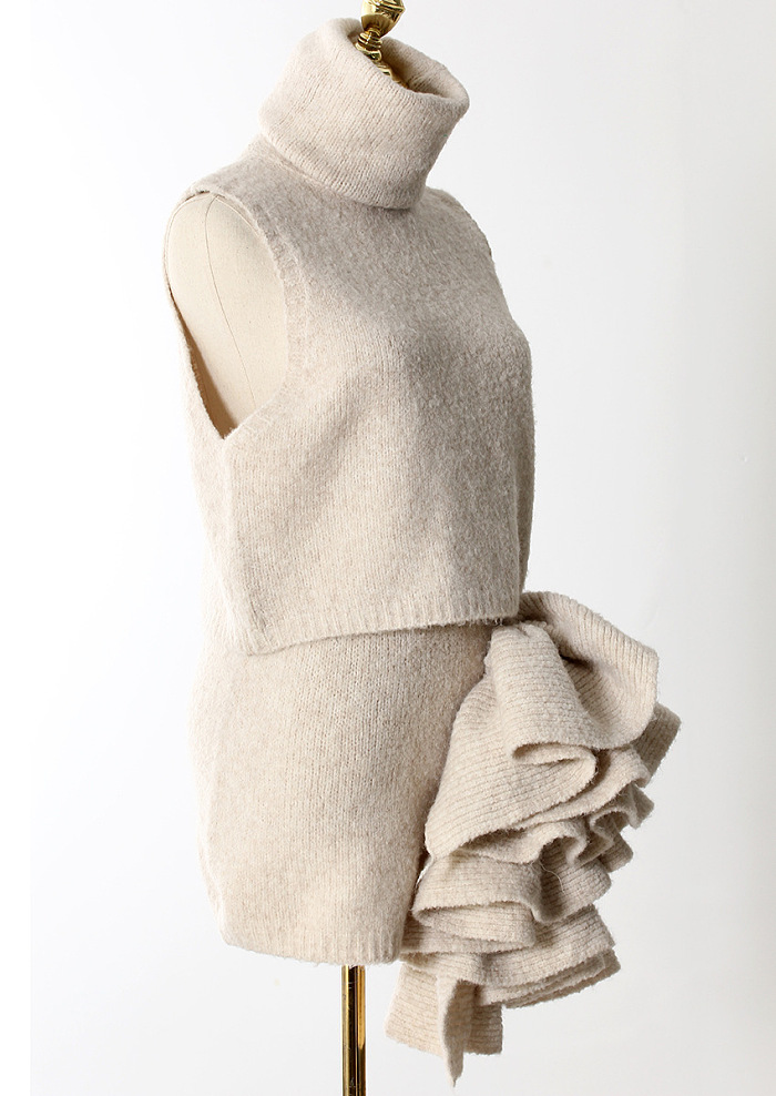 SUPER WHOLESALE | Turtle Neck Knitted Set with Coat