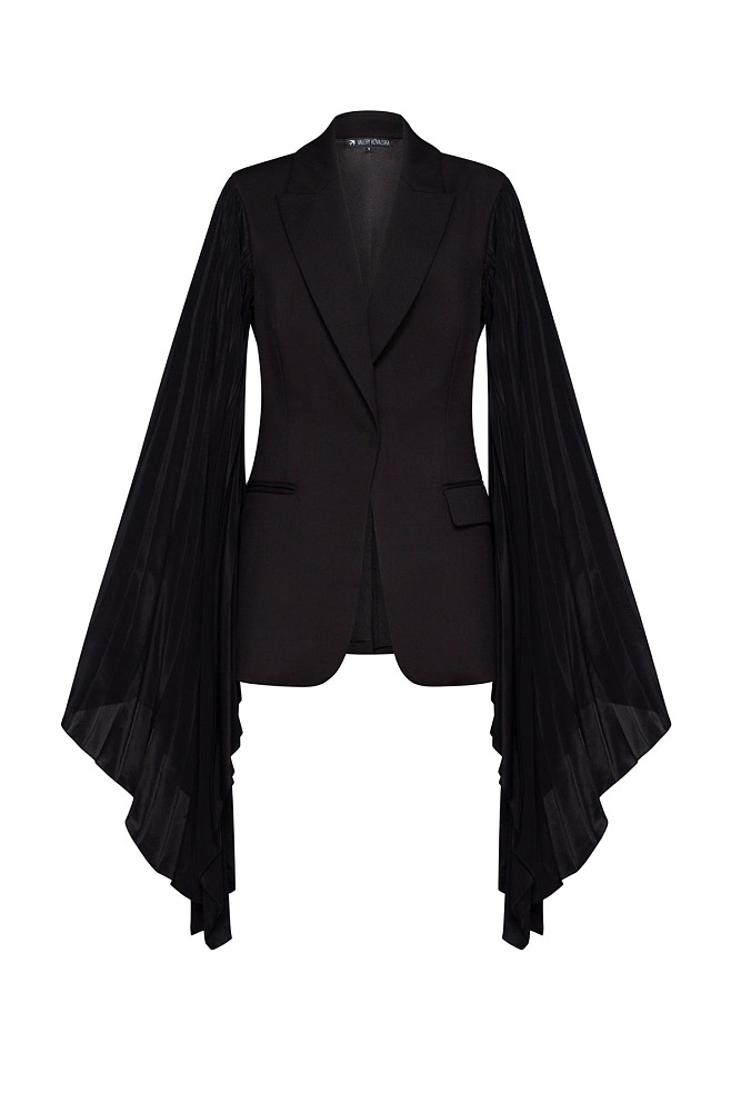 SUPER WHOLESALE | Patchwork Long Sleeves Blazer(black)