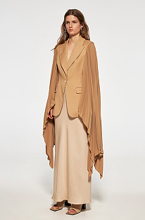 SUPER WHOLESALE | Patchwork Long Sleeves Blazer(brown)