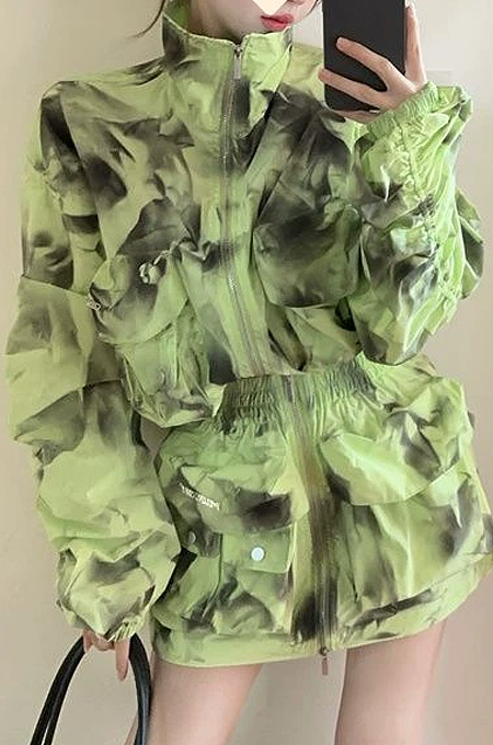SUPER WHOLESALE | Printed Camo Skirt Set with Pockets