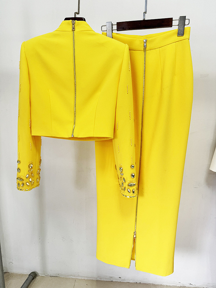 SUPER WHOLESALE | Beaded Fitted Skirt Set(long skirt)