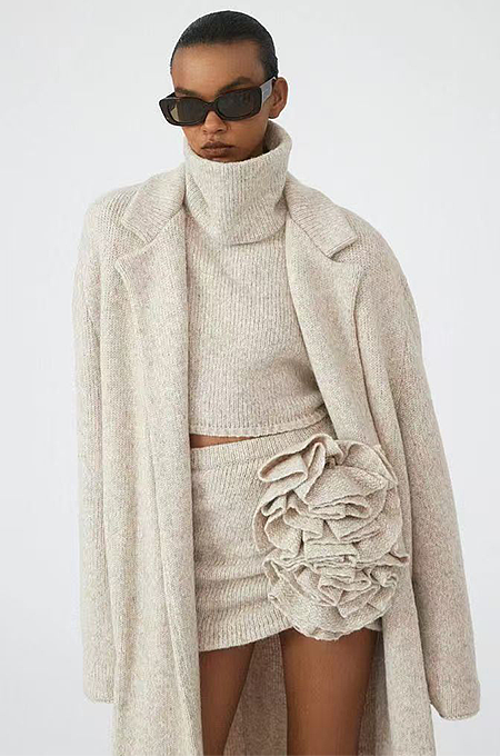 SUPER WHOLESALE | Turtle Neck Knitted Set with Coat