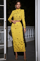 SUPER WHOLESALE | Beaded Fitted Skirt Set(long skirt)