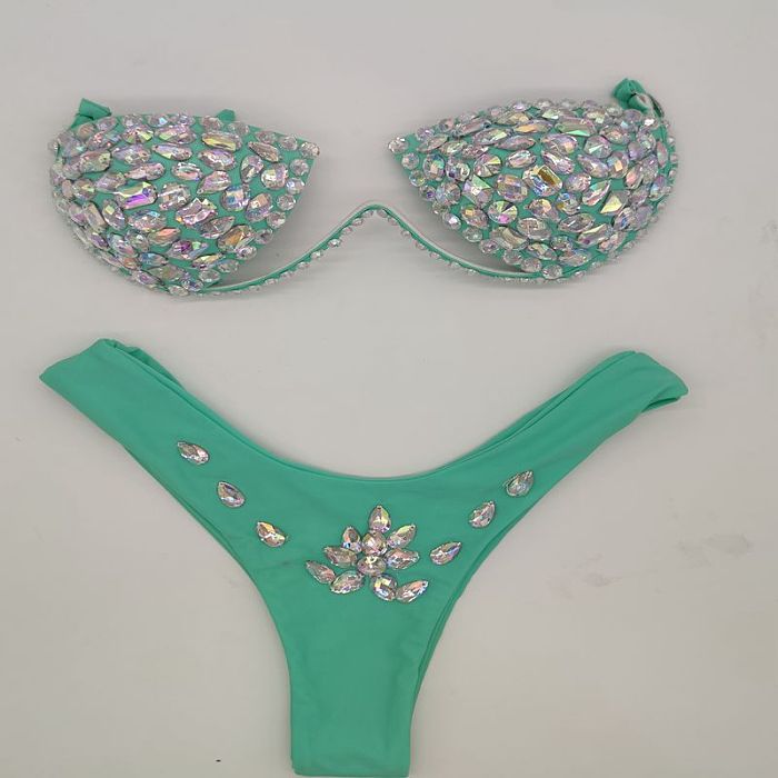 SUPER WHOLESALE | Rhinestone Beaded Bikini Set
